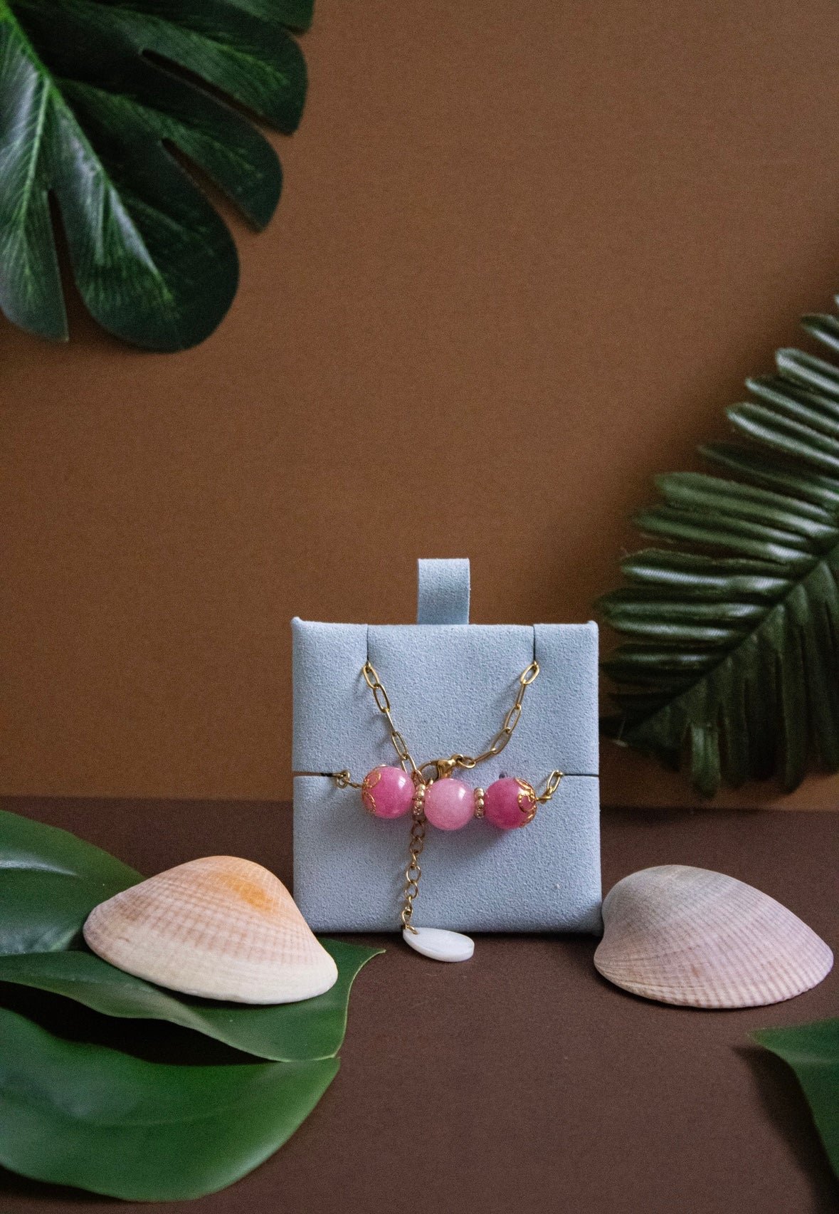 Bracelet chaîne Jade rose